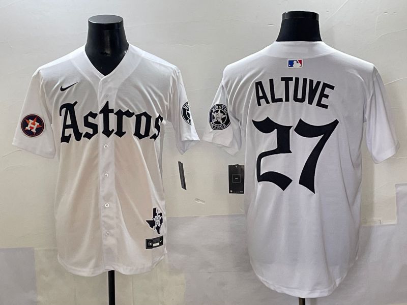 Men 2025 Houston Astros #27 Altuve White Five generations Joint Name Nike MLB Jersey style 16->houston astros->MLB Jersey